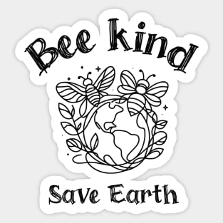 Bee with Save Earth, minimal line, motivational, save the bee Sticker